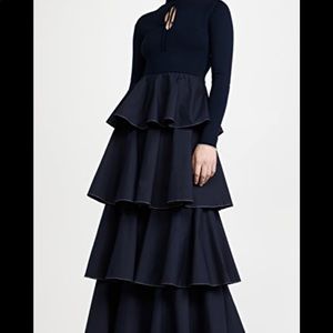 Something navy key whole ruffle maxi dress